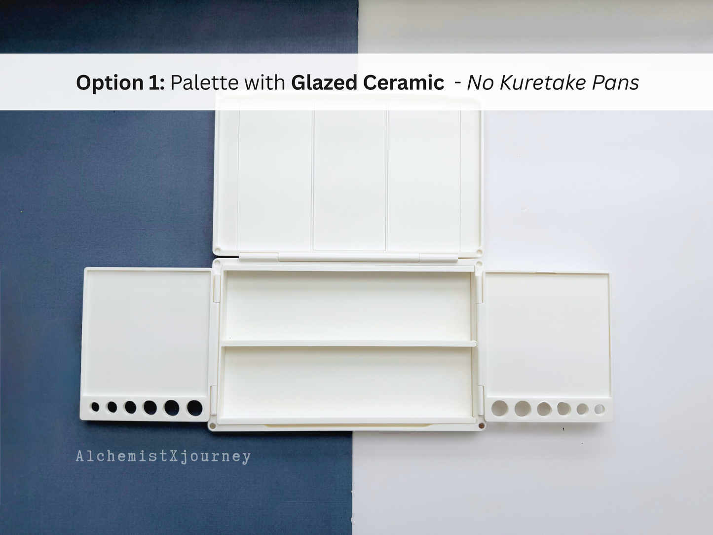 Kuretake 12 Pan Palette AX13, Deep Well, Glazed Ceramic, Removable Modular Grid