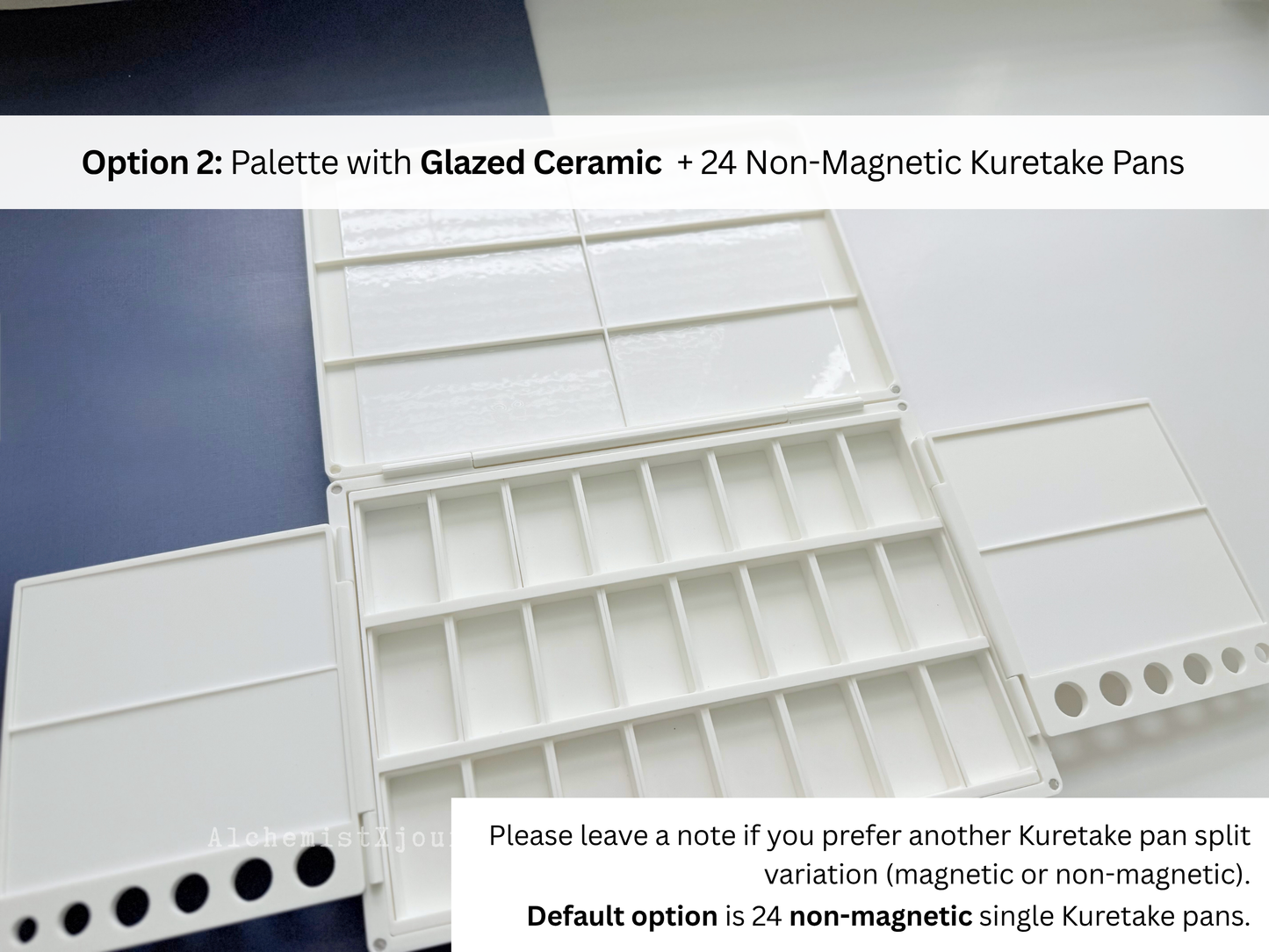 Kuretake 24 Pan Palette AX22, Deep Well, Glazed Ceramic, Removable Modular Grid