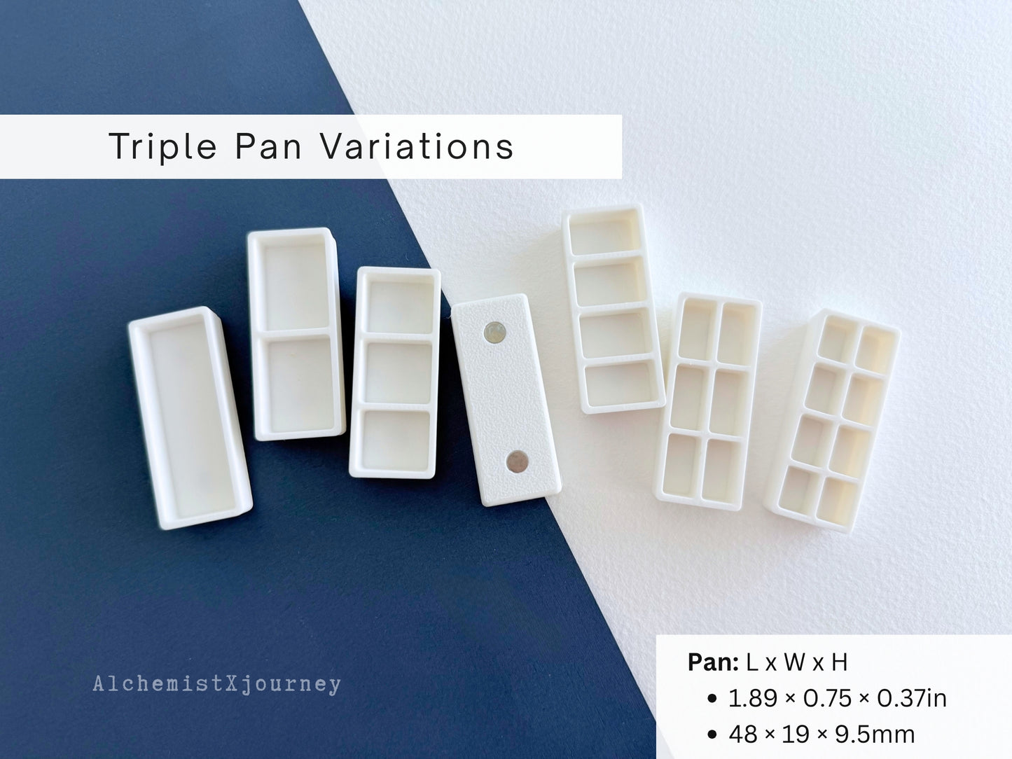 Triple Pan AX33: Large Brush Magnetic Watercolor Pans